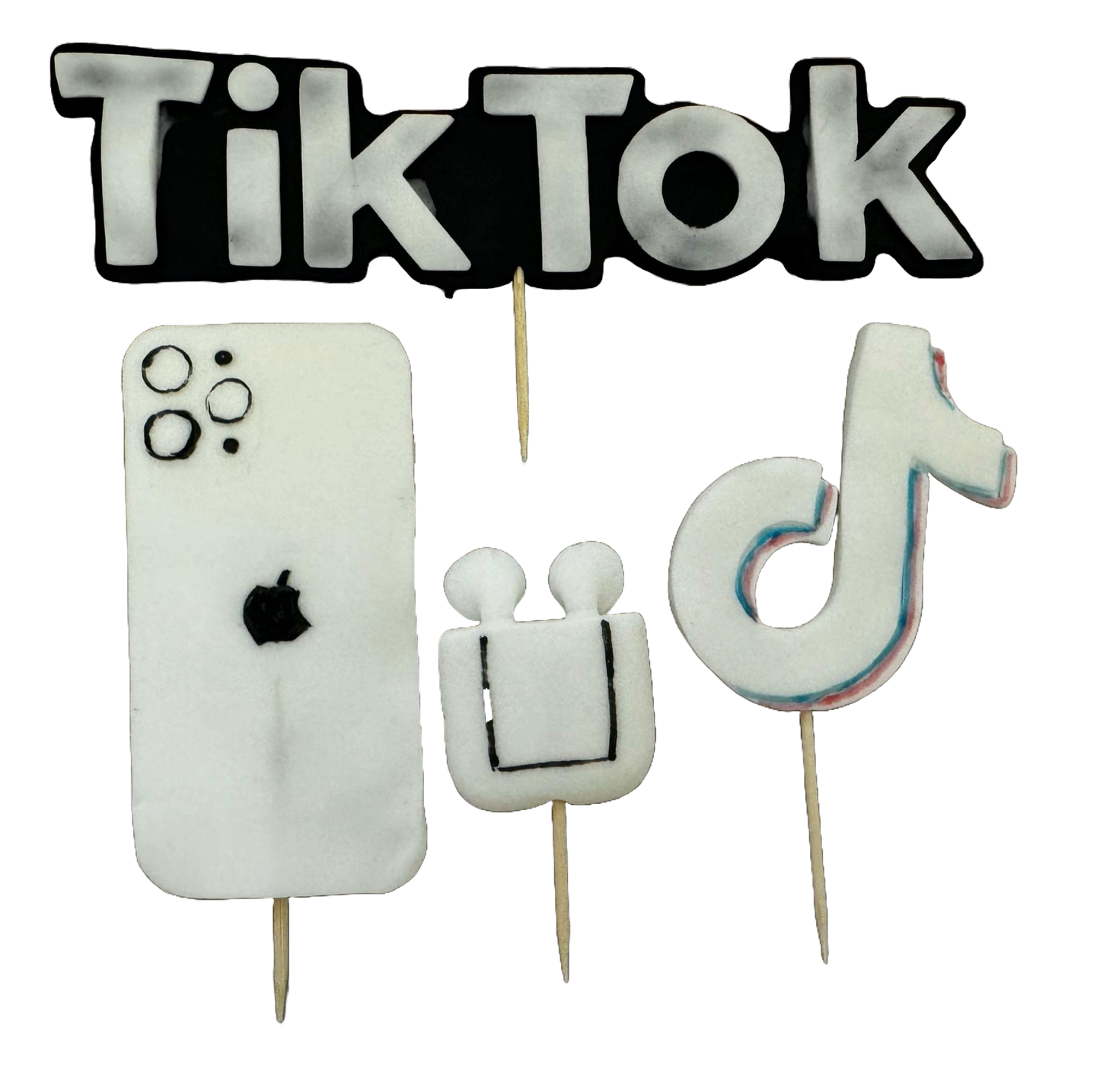 Lot de 4 décorations comestibles en pâte à sucre, Décorations en pâte à sucre TikTok Naty Shop