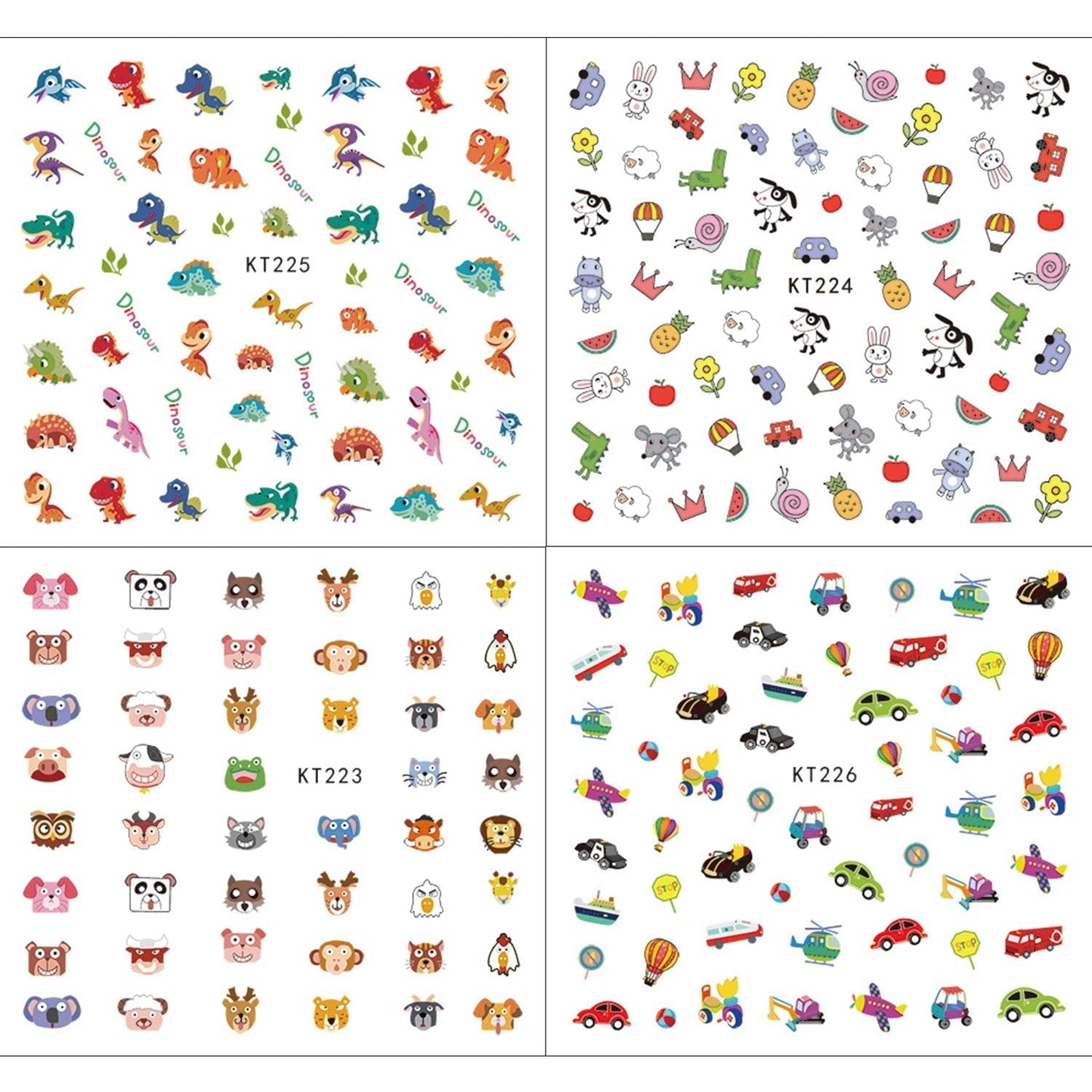 Autocollants pour ongles pour enfants filles, plus de 600 motifs d'animaux, fruits, dinosaures, voitures, fleurs, autocollants 3D pour ongles, fête d'anniversaire, thé, salon de manucure et spa, cadeau