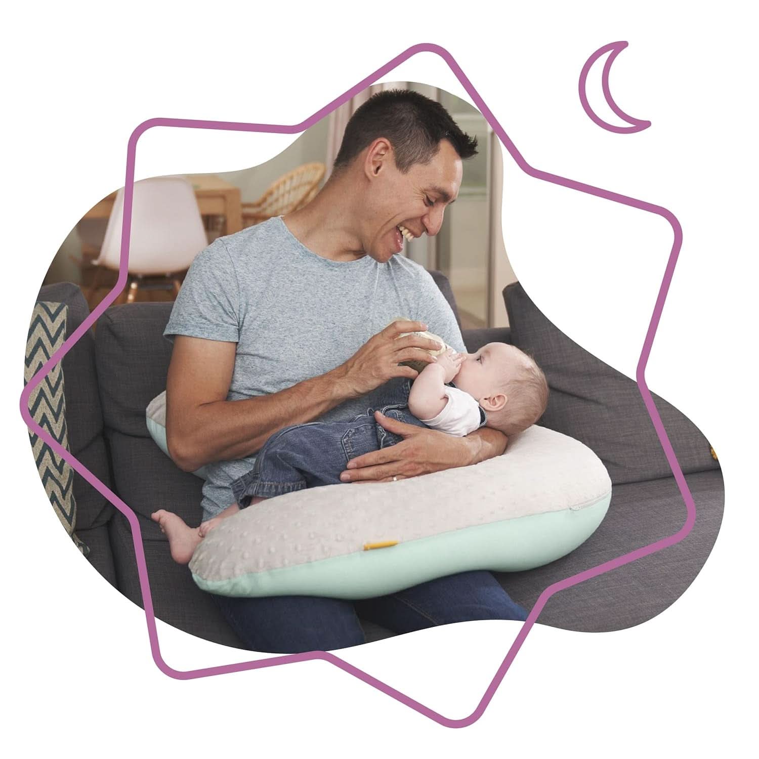 Badabulle Coussin d'allaitement et coussin de grossesse moelleux, 150 cm, avec housse, forme ergonomique Accessoires Alimentation et Allaitement Bebe Naty Shop