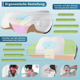 IDEA Oreiller pour douleurs cervicales Oreiller orthopédique en mousse à mémoire de forme Oreiller ergonomique pour un soutien optimal Oreiller anti-ronflement pour le sommeil latéral, dorsal et abdominal Oreillers orthopédiques cervicaux Naty Shop