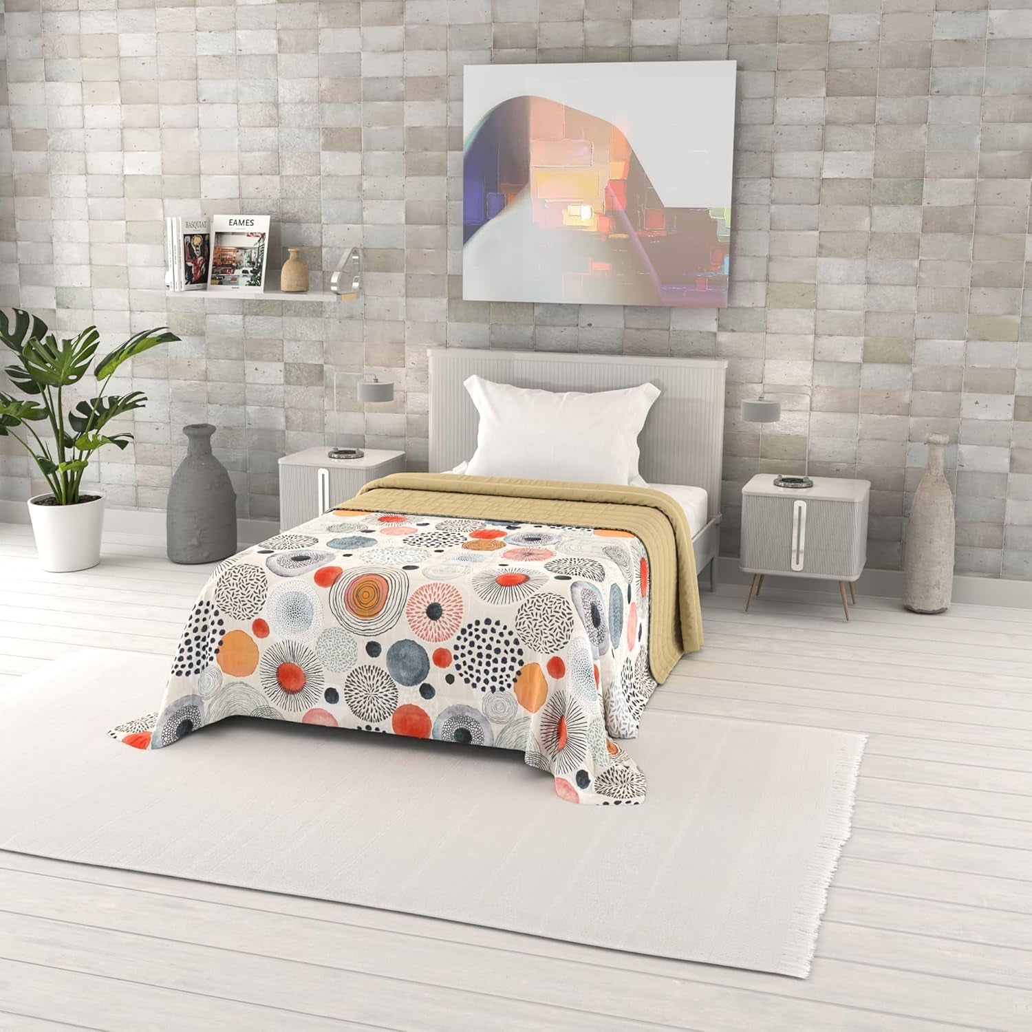 Couette d'été imprimée fantaisie, garnissage polyester, Pétales, 260X270Cm Couettes et quilts Naty Shop Acquerello 170X270Cm