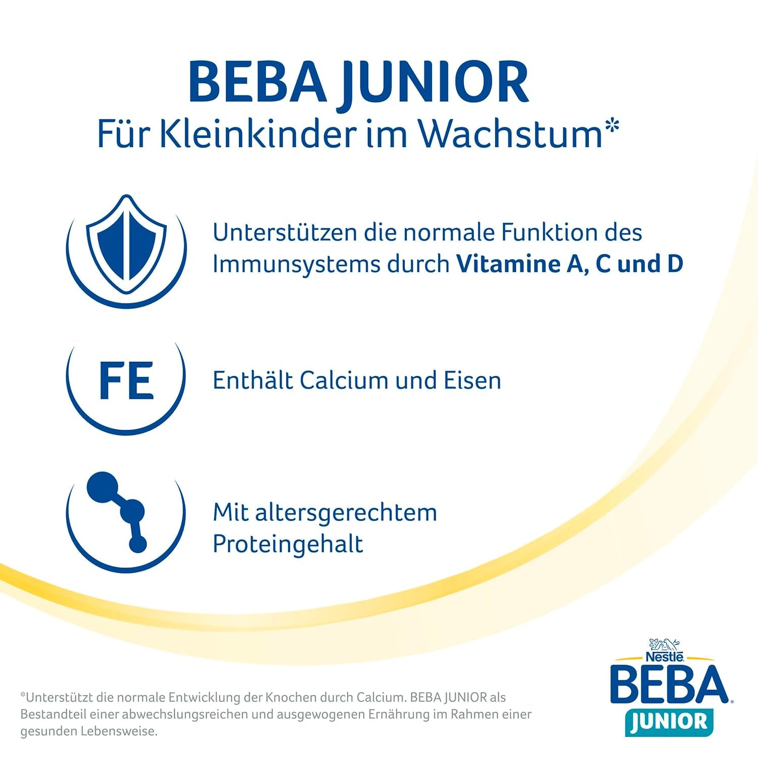 Boisson lactée BEBA Junior 1+ à partir de 1 an, Avec HMO, Teneur en protéines adaptée à l'âge, Lactose uniquement, Sans huile de palme, Sans huile de poisson, Aliments pour tout-petits, Lait en poudre pour bébé, Lot de 3 (3 x 800 g)