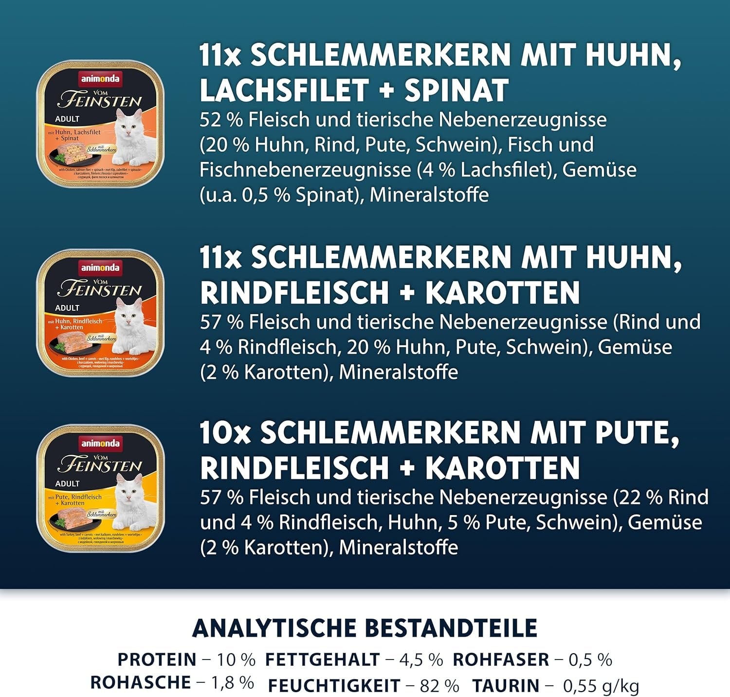 animonda Vom Feinsten Adult Gourmet Variety (32 x 100 g), nourriture humide sans céréales et sans sucre pour chats adultes avec un noyau gourmand irrésistible.