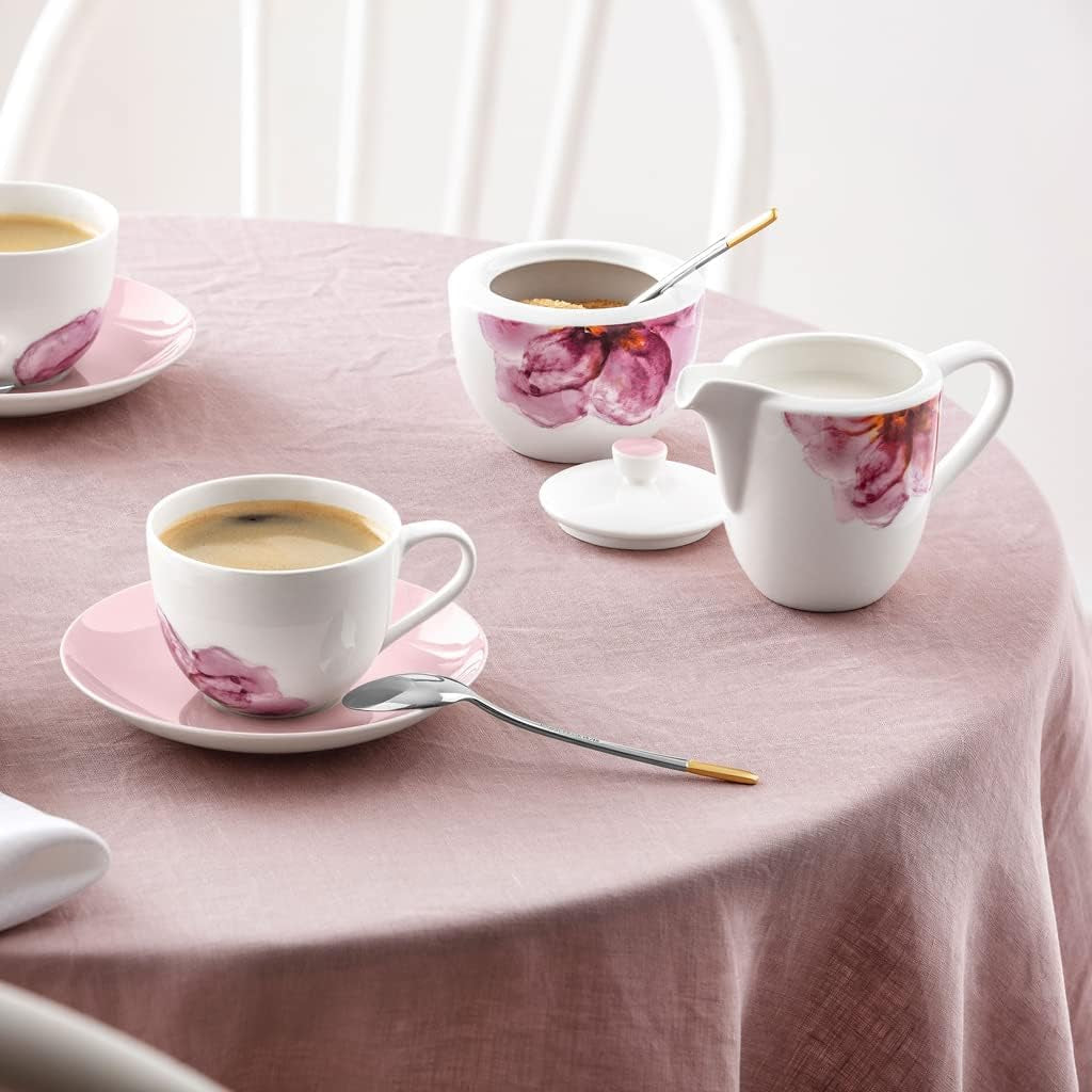 Villeroy & Boch - Tasse à lait Rose Garden, 280 ml, Porcelaine Premium, blanc/rose