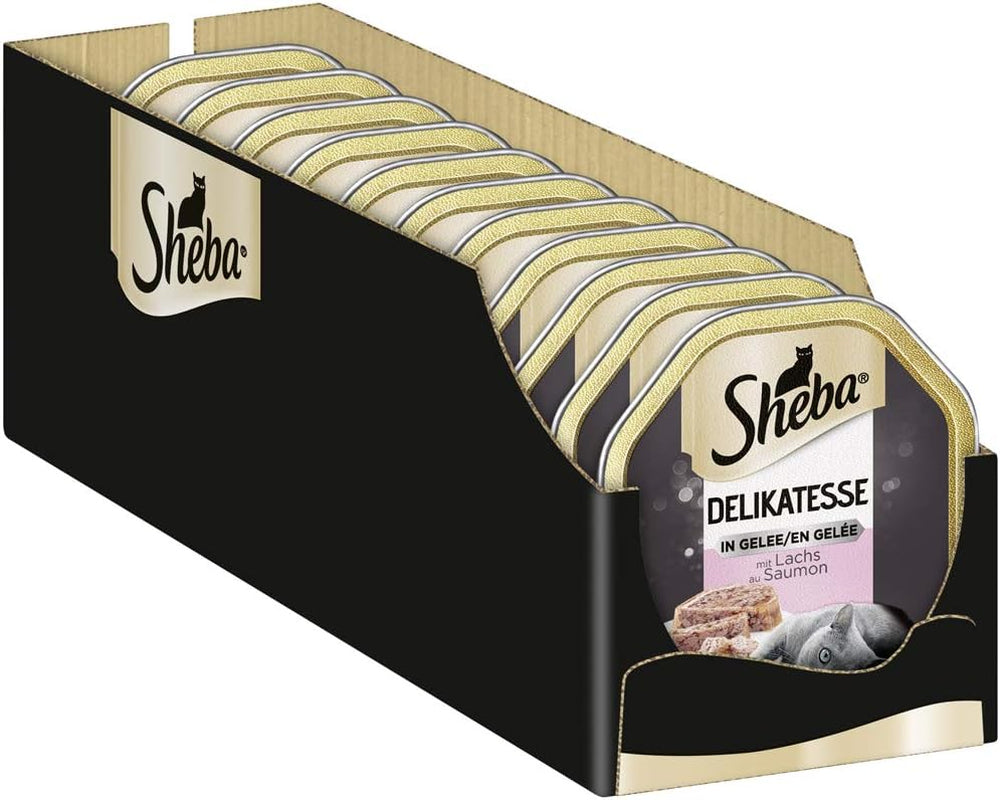 Sheba Nourriture humide pour chat, Délicatesse en gelée de saumon, 2 x 11 x 85 g
