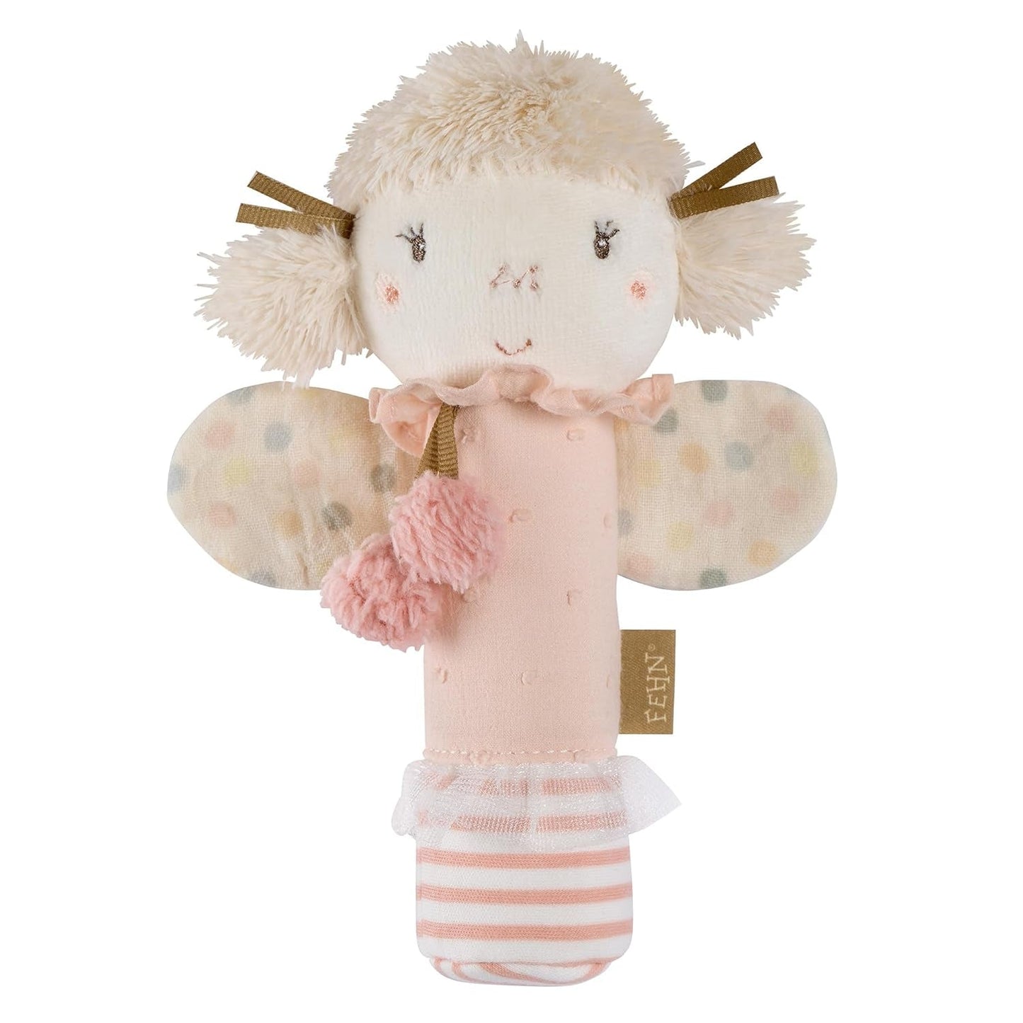 Fehn bâton de préhension pour enfants jouet lapin fehnNatur - jouet d'activité motrice avec hochet pour saisir, câliner - jouet de préhension en coton biologique - jouet pour bébés et jeunes enfants à partir de 0 mois Baby Toys Naty Shop Fairy