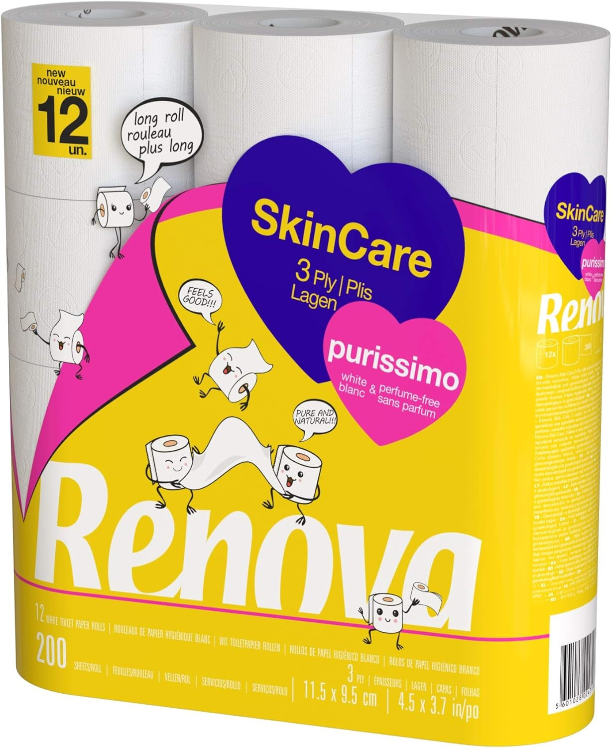 Renova Skincare Purissimo papier toilette, 12 rouleaux, blanc