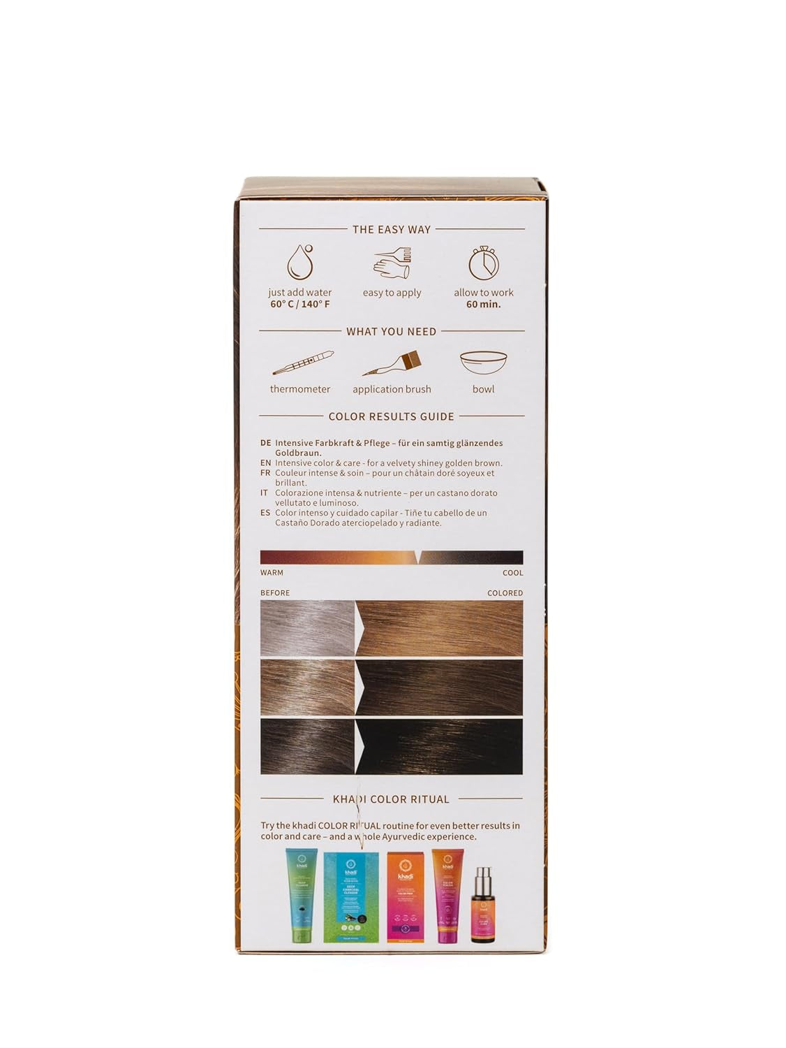 khadi GOLDBRAUN coloration capillaire à base de plantes, coloration de cheveux allant de l'ambre vif au brun doré doux et brillant, coloration naturelle 100% végétale, naturelle et végétalienne, cosmétiques naturels certifiés, 100g de teinture capillaire Naty Shop