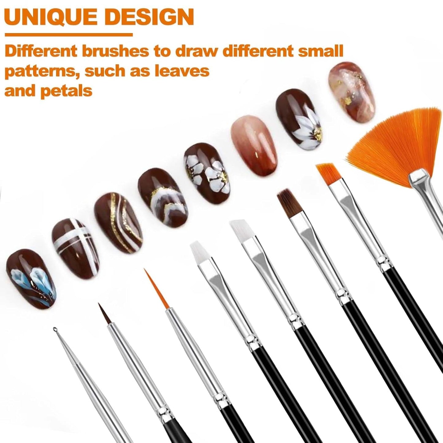 Hanyousheng 20 pièces ensemble de pinces à ongles, 15 pièces pinces à ongles, 5 pièces outils de pointage pour Nail Art pour bricolage Nail Art Design