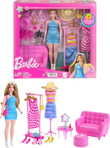 Barbie - Ensemble poupée mannequin et armoire avec vêtements, accessoires et meubles de salon, coiffure longue durée pour enfants à partir de 3 ans, HPL78