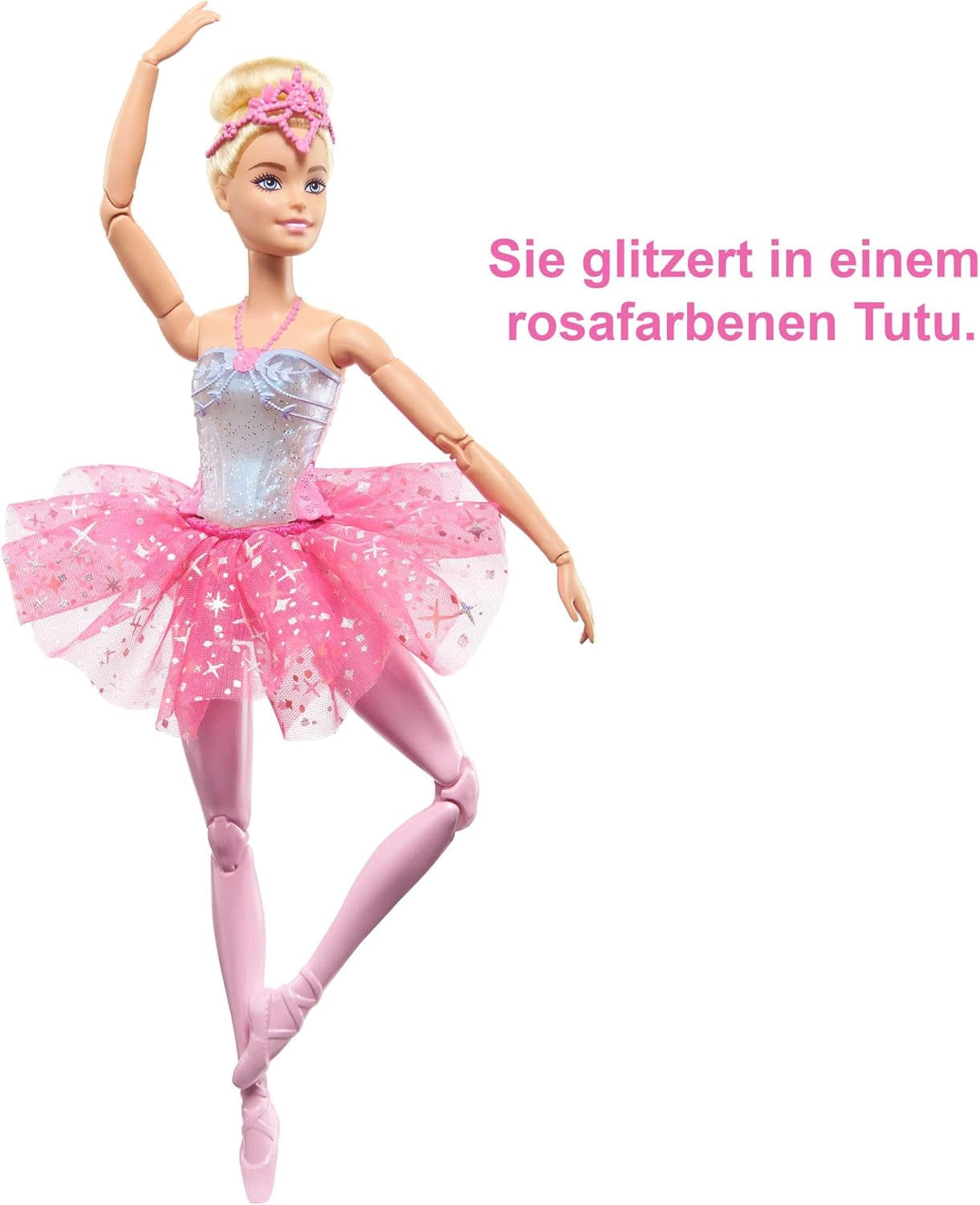 Barbie Dreamtopia Poupée Ballerine Magique avec Lumières, Tutu Rose et Cheveux Blonds, 5 Effets Lumineux et Sonores, Barbie Positionnable, 3 Ans et Plus, HLC25