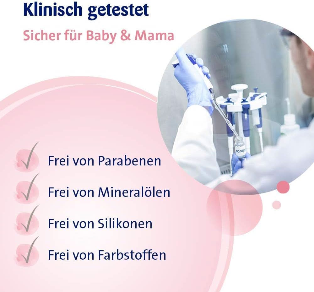 Sanosan Stretch Mark Minimiser, testé cliniquement - réduit les vergetures après la grossesse, sans huile de paraffine, colorants, silicones, 75 ml Cosmétiques et beauté Naty Shop