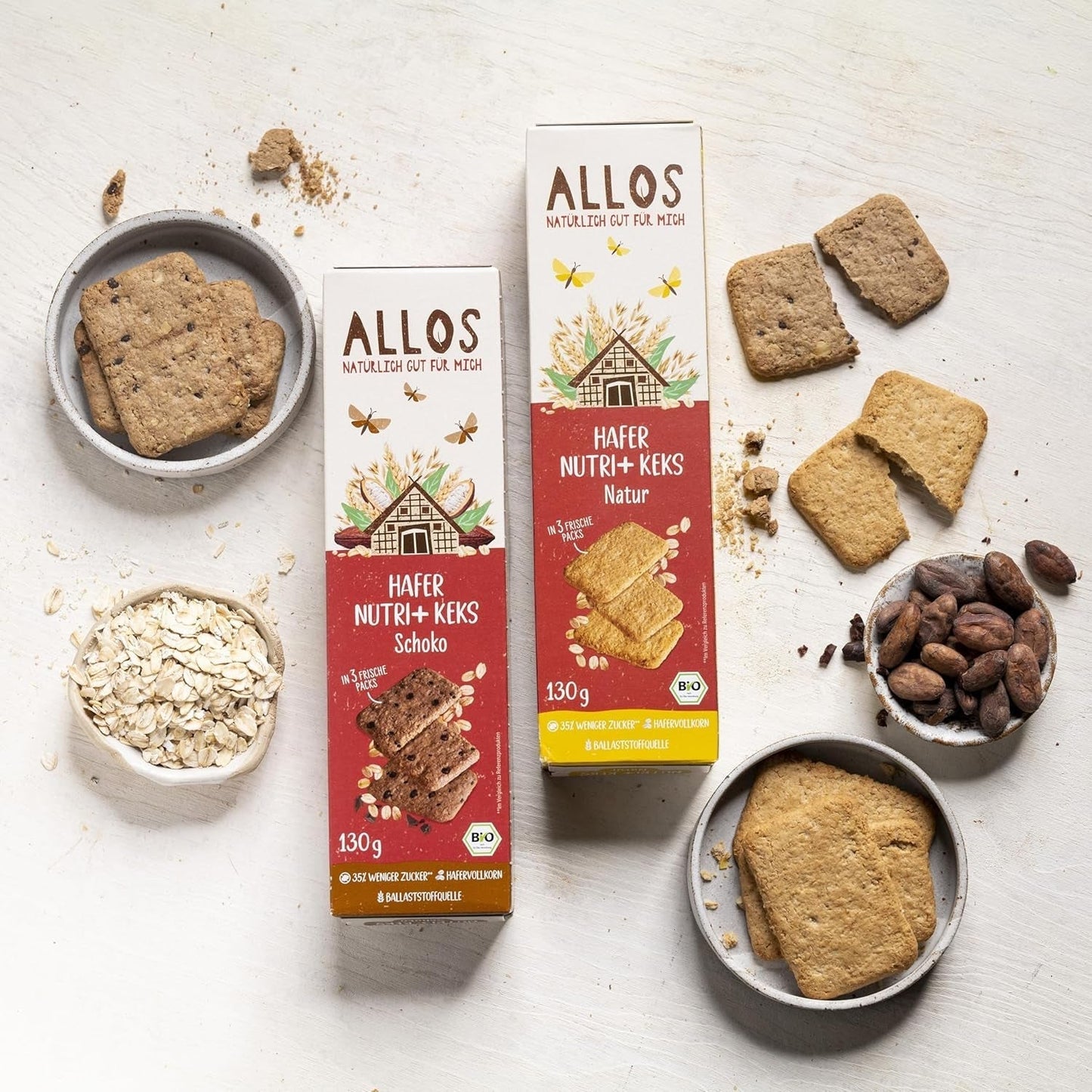 Craquelins à l'avoine biologique Allos Nutri | Craquelins croustillants à l'avoine entière | Sucrer au miel 6 x 130g