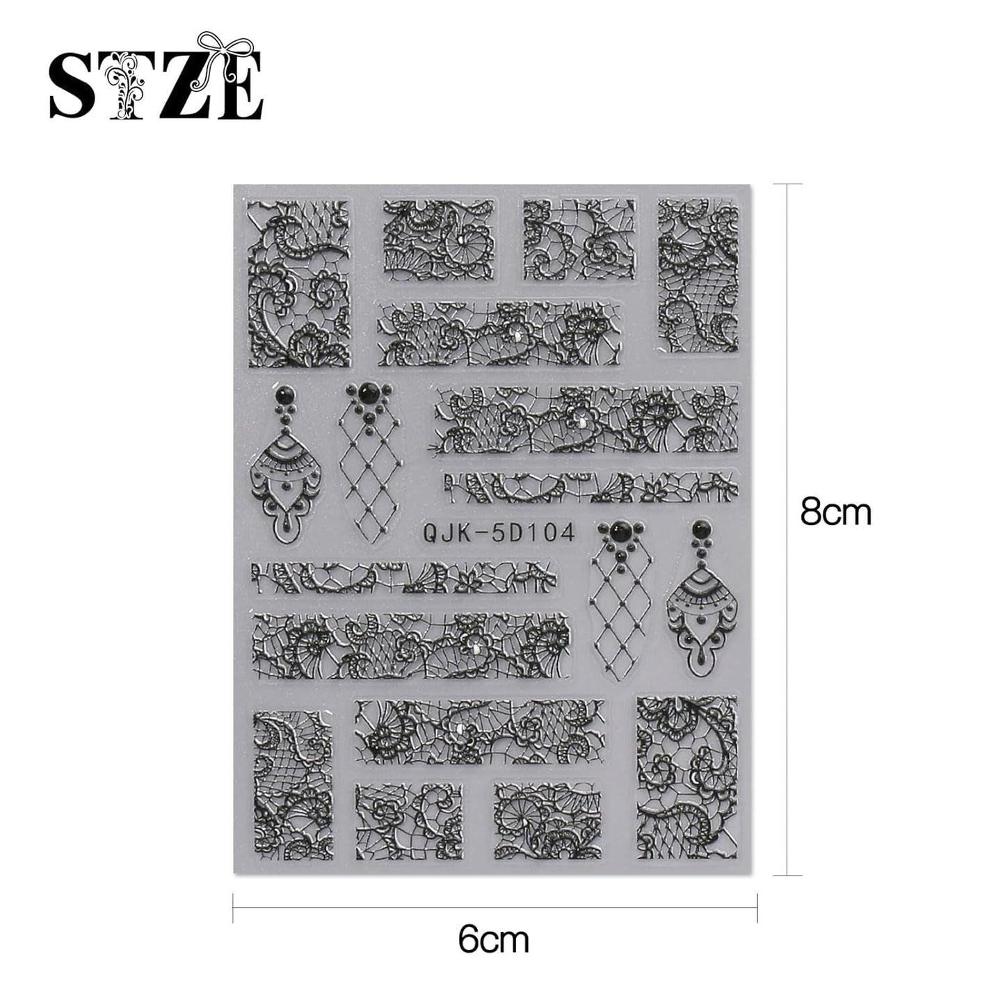 JMEOWIO Autocollants pour ongles 3D Noir Blanc Fleurs Nail Art Autocollants Autocollants pour ongles 5D Stéréoscopiques Fleurs Décoration Nageldesign Zubehör 4 Blatt