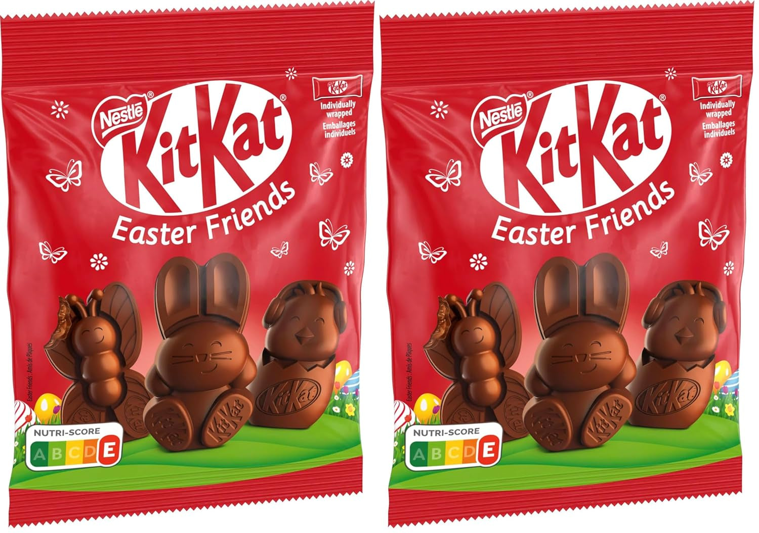 NESTLÉ Easter Friends Mini figurines de Pâques en chocolat au lait avec morceaux croquants, paquet de 2 (1 x 65 g)
