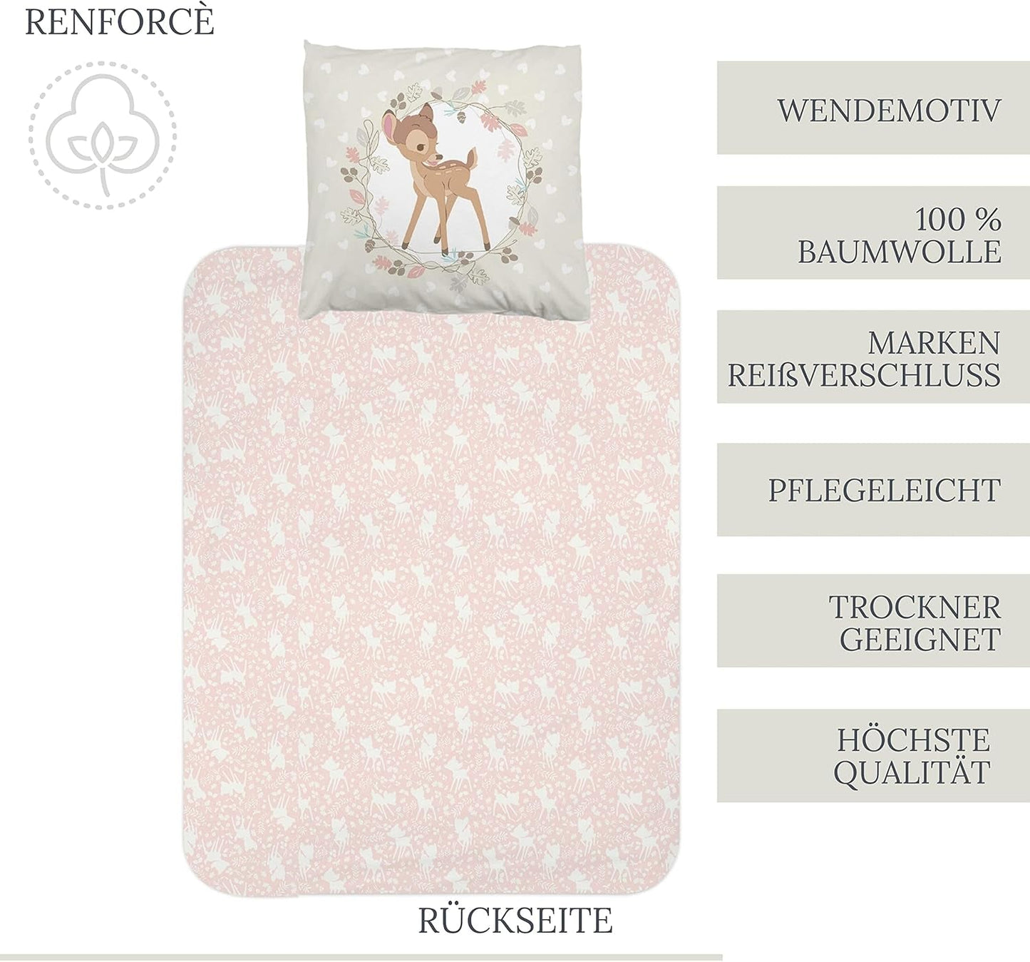 Linge de lit fille, Bambi, 100% coton Linge de lit - enfant Naty Shop