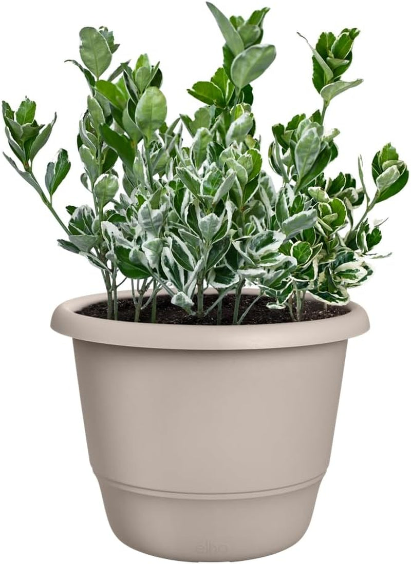 elho Amiga Round 47 - Pots de fleurs intérieurs et extérieurs - 100% plastique recyclé - Ø 47,0 x H 35,3 cm - Beige/Beige Champignon