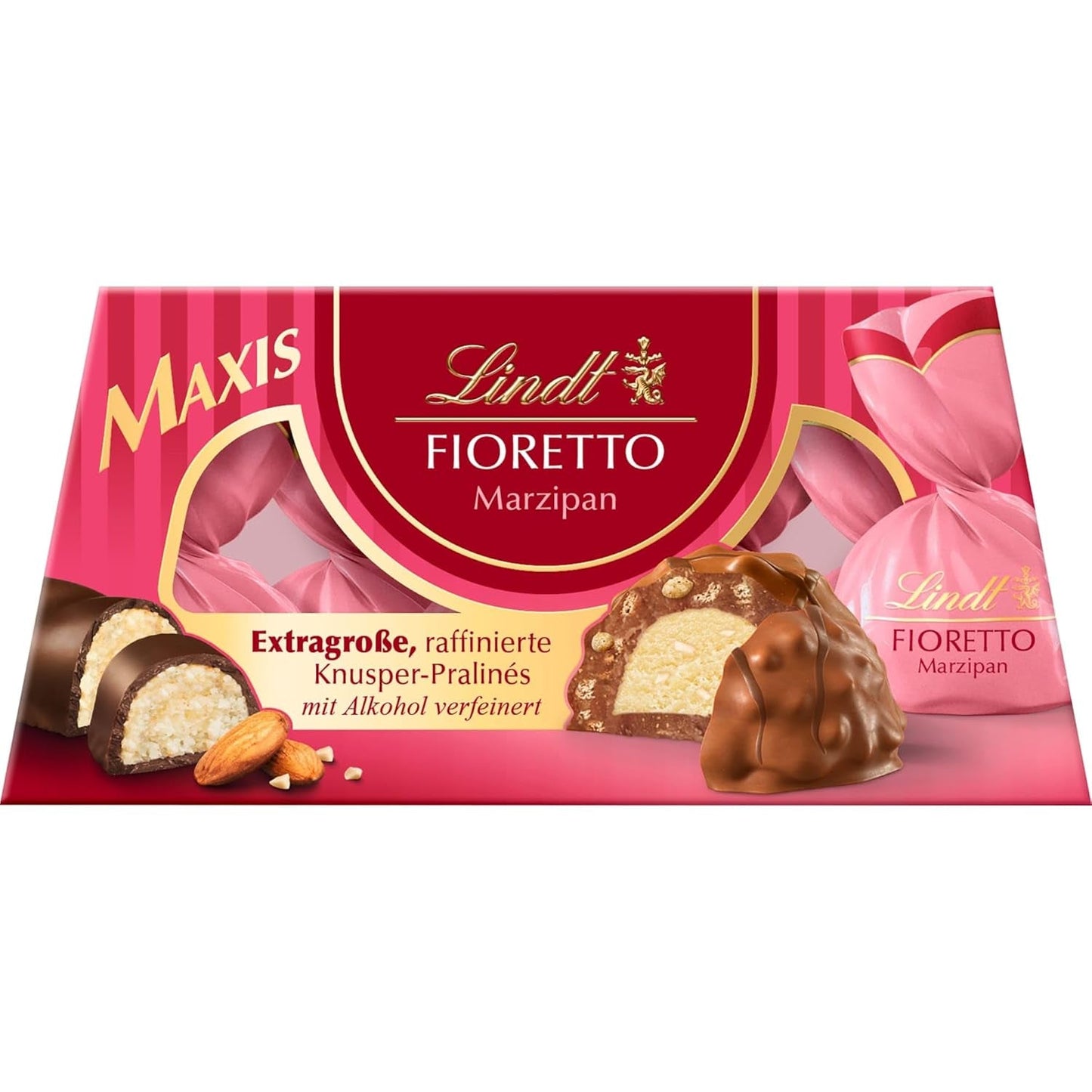 Chocolat Lindt | FIORETTO Coffret cadeau Zabaione | 138g | 6 pralines au chocolat au lait fourrées à la truffe Zabaione et topping croustillant, contenant de l'alcool | Cadeau chocolat