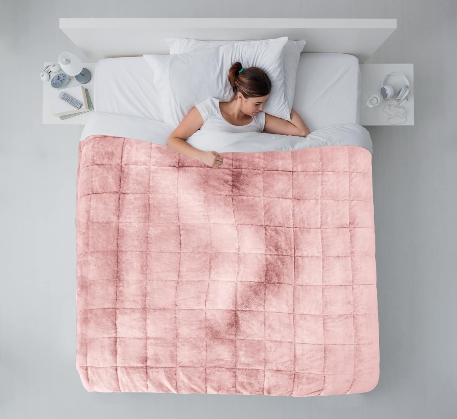 Couverture Sherpa lestée Emma Barclay, 127 x 152 cm, rose poudré Emma Barclay Lits et couvertures