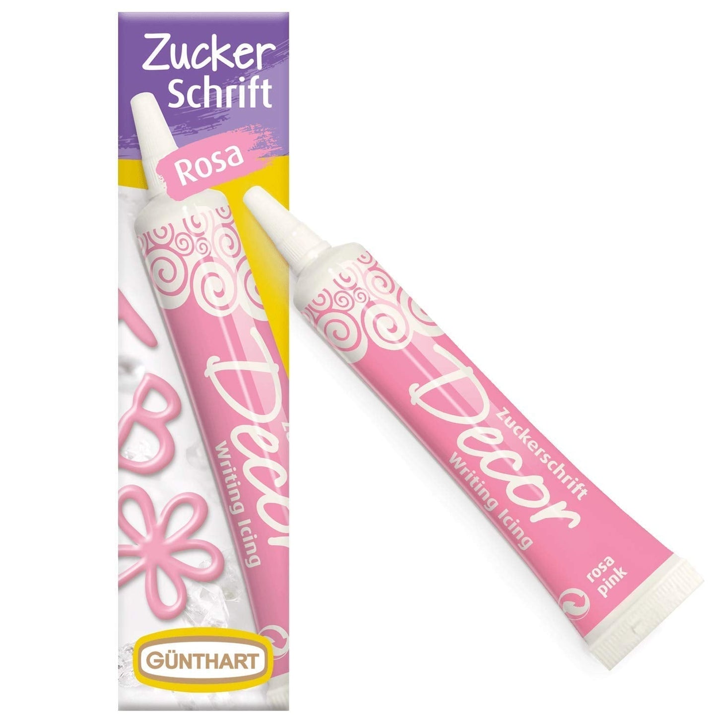 Günthart Backdecor 25 g Sucre avec lettres OR Pour tous les desserts de couleur dorée En sucre pour de belles lettres et motifs, 1 paquet (25 g)