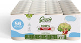 Papier toilette naturel Grazie, Econatural, 56 rouleaux, papier toilette recyclé Fibrepack, 100 % écologique, respectueux de l'environnement, certifié Ecolabel et recyclé FSC, fabriqué en Italie