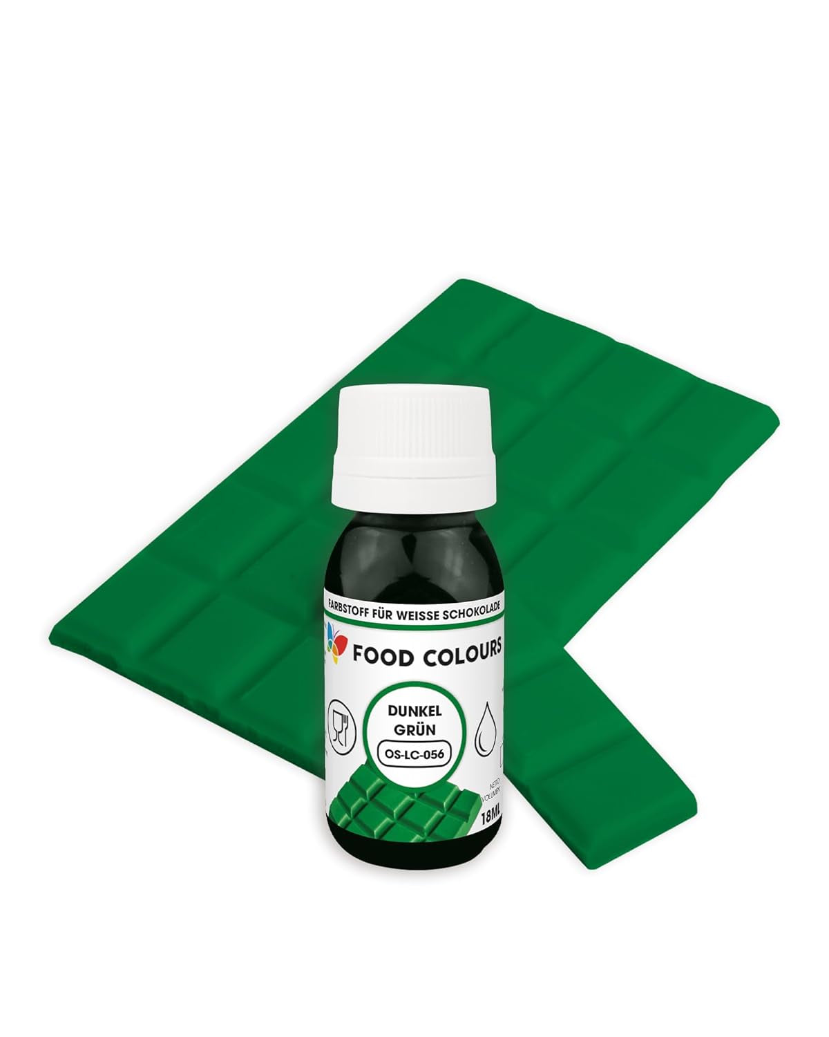 Colorant alimentaire OS-LC VERT FONCÉ 18 ml Colorant alimentaire pour chocolat blanc, pralines, crèmes, pâtisseries grasses, décors pour gâteaux et tartelettes