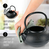 Service à thé Lumaland 8 pièces | Théière en fonte Tetsubin de 1,4 litre | Chauffage en fonte | 2 tasses à thé et 2 soucoupes | Service à thé japonais comprenant une cuillère doseuse en bambou et un infuseur en acier inoxydable