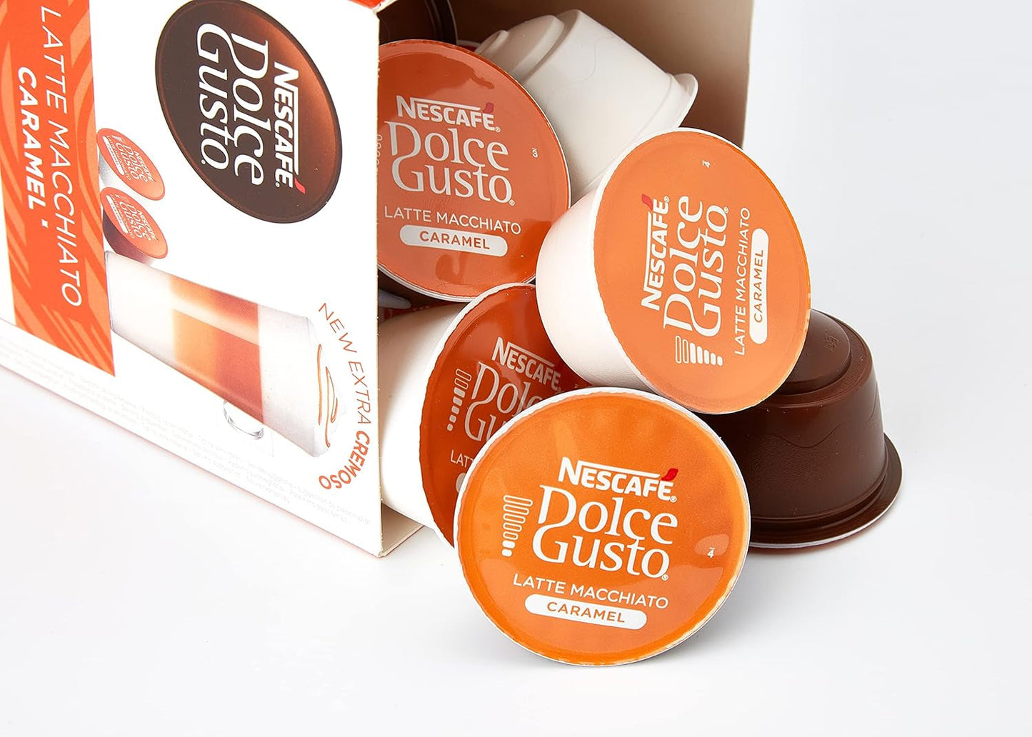 NESCAFÉ Dolce Gusto Café au Lait 96 capsules de café & Latte Macchiato Caramel, 48 capsules de café