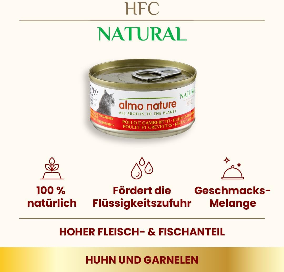 Almo Nature HFC Nourriture humide naturelle pour chat - Recettes assorties au poulet - 6 x 70g