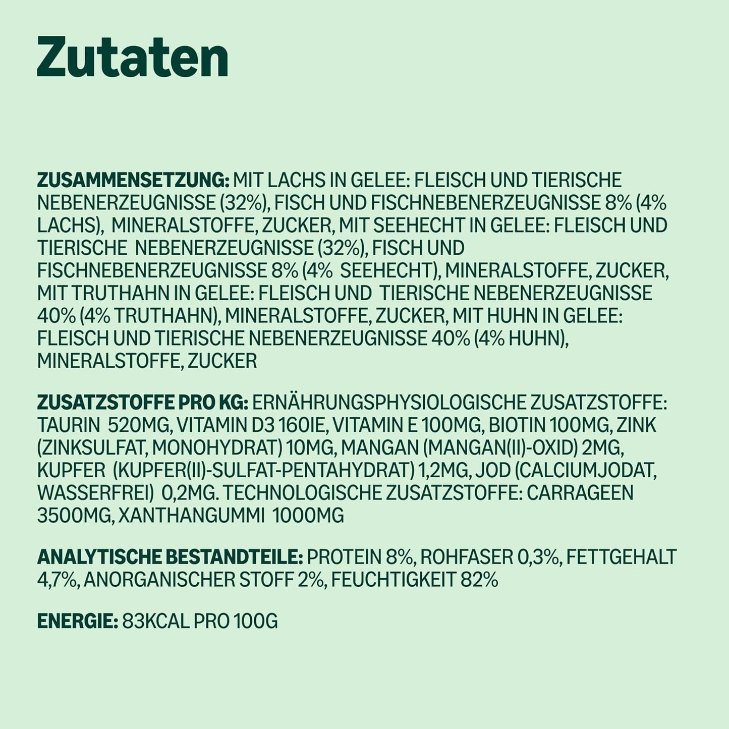 Amazon Nourriture humide sans céréales pour chats adultes Sélection mixte en gelée 4,8 kg (48 paquets de 100 g chacun)