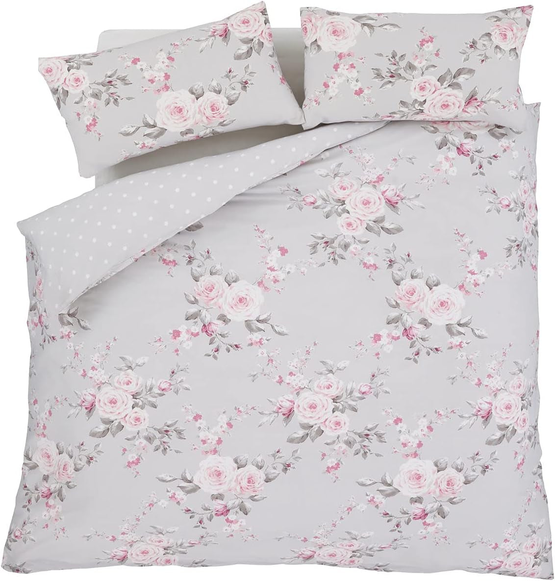 Catherine Lansfield Canterbury couvre-lit, entretien facile, Blush, couvre-lit - 220X230Cm Lits et Couvertures Catherine Lansfield Gris