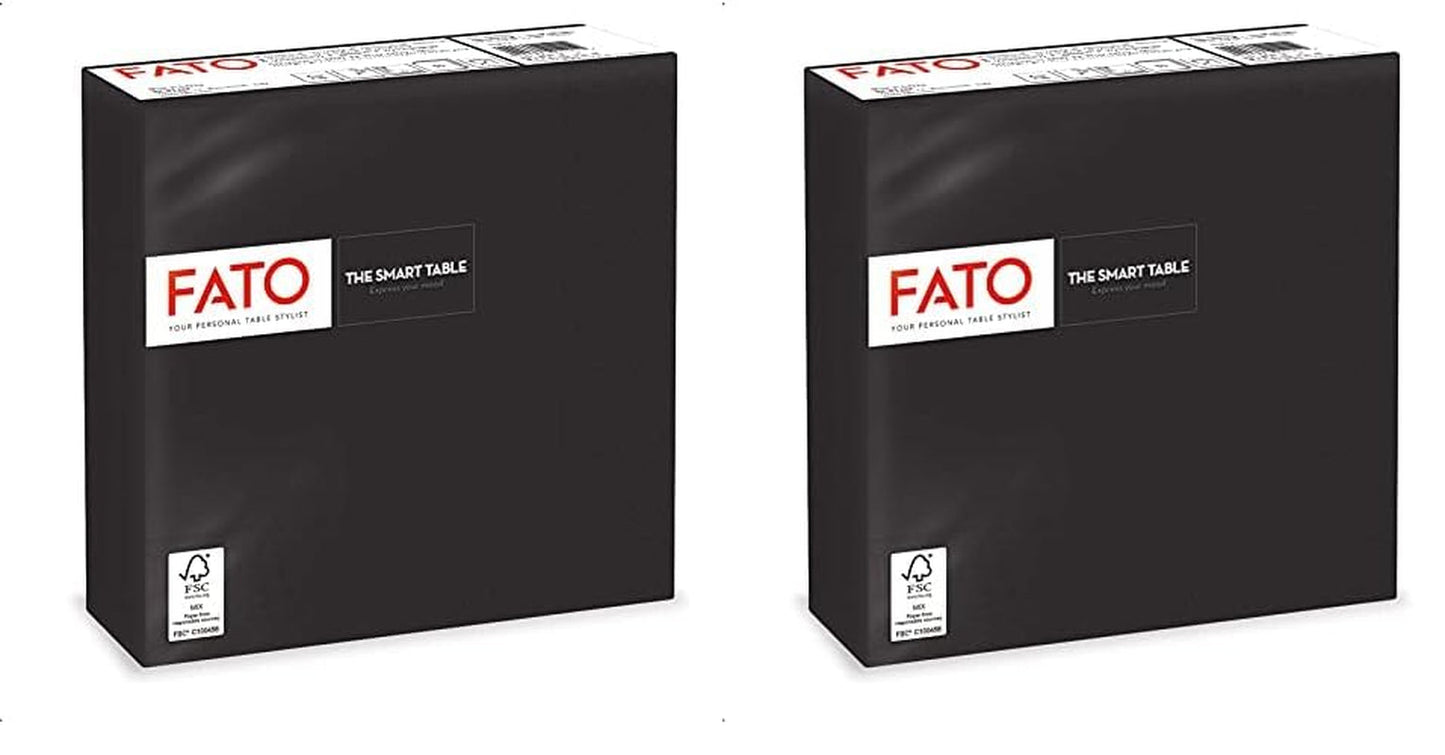 , Serviettes en papier jetables, idéales pour les déjeuners et buffets décontractés, paquet de 50 serviettes, taille 33 x 33, 4 épaisseurs, 2 épaisseurs, noires, certifiées FSC (lot de 2)