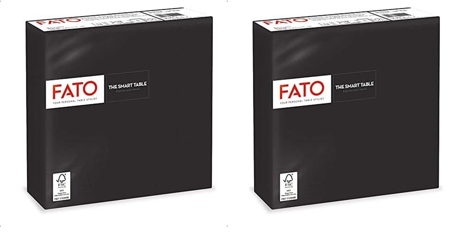 , Serviettes en papier jetables, idéales pour les déjeuners et buffets décontractés, paquet de 50 serviettes, taille 33 x 33, 4 épaisseurs, 2 épaisseurs, noires, certifiées FSC (lot de 2)