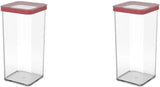 Rotho Loft Lot de 5 bocaux de conservation avec couvercles, différentes tailles, plastique alimentaire (PP) sans BPA, transparent/rouge (21,4 x 21,4 x 23,5 cm) Naty Shop Boîtes de conservation alimentaire 1,5 L (lot de 2)