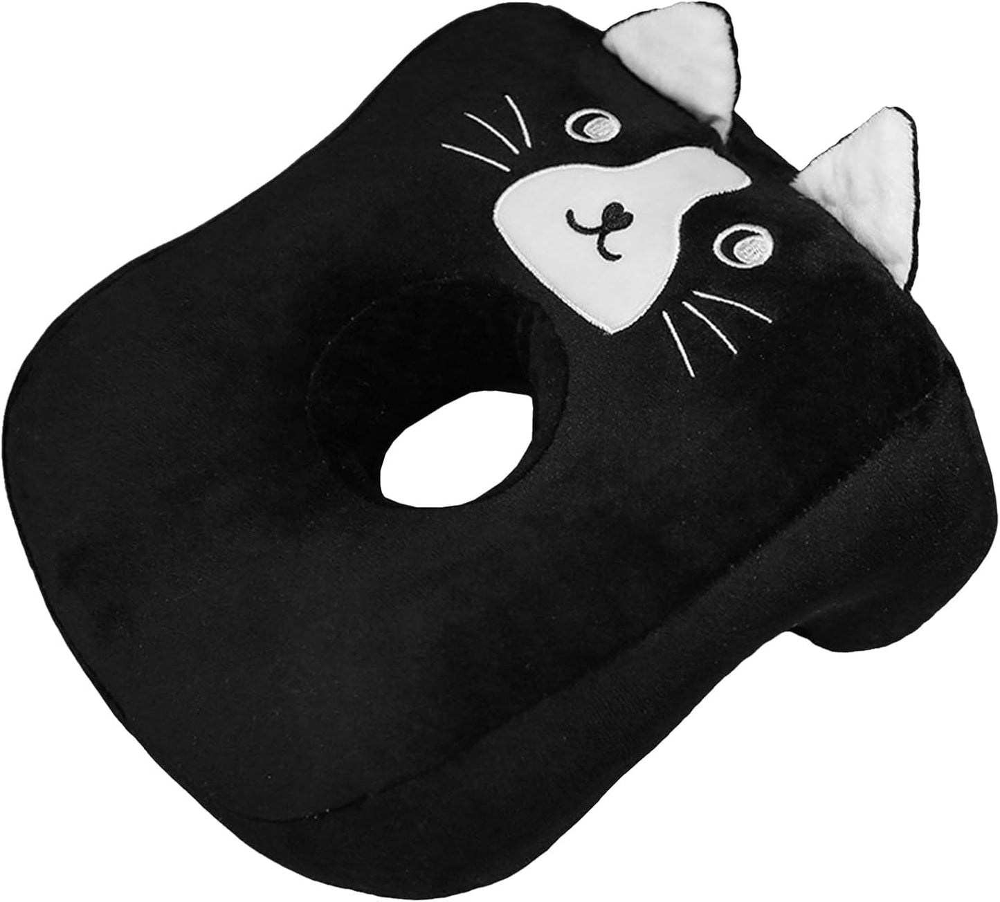 Naty Shop Oreiller de bureau en coton à mémoire de forme avec trou d'oreille mignon et doux pour dormir sur le côté pour femmes, filles et enfants (gris chaton) Oreillers orthopédiques cervicaux Naty Shop Chat noir