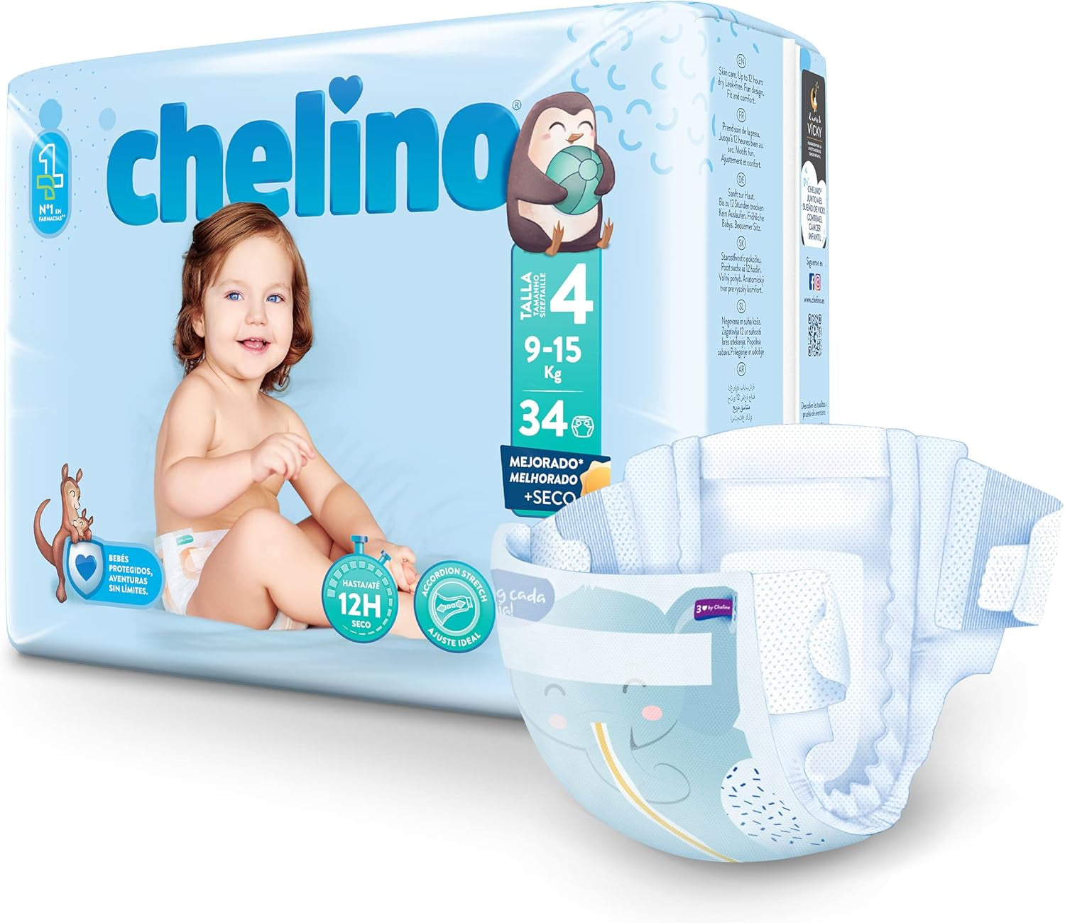 Couches bébé Fashion & Love taille 4 (9-15 kg), 34 pièces