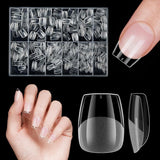 Ongles artificiels courts 500 pièces bouts d'ongles à couverture complète en gel souple pour ongles en gel 12 tailles bouts d'ongles pré-polis pour ongles en gel Ongles artificiels courts Extensions d'ongles de cercueil avec boîte