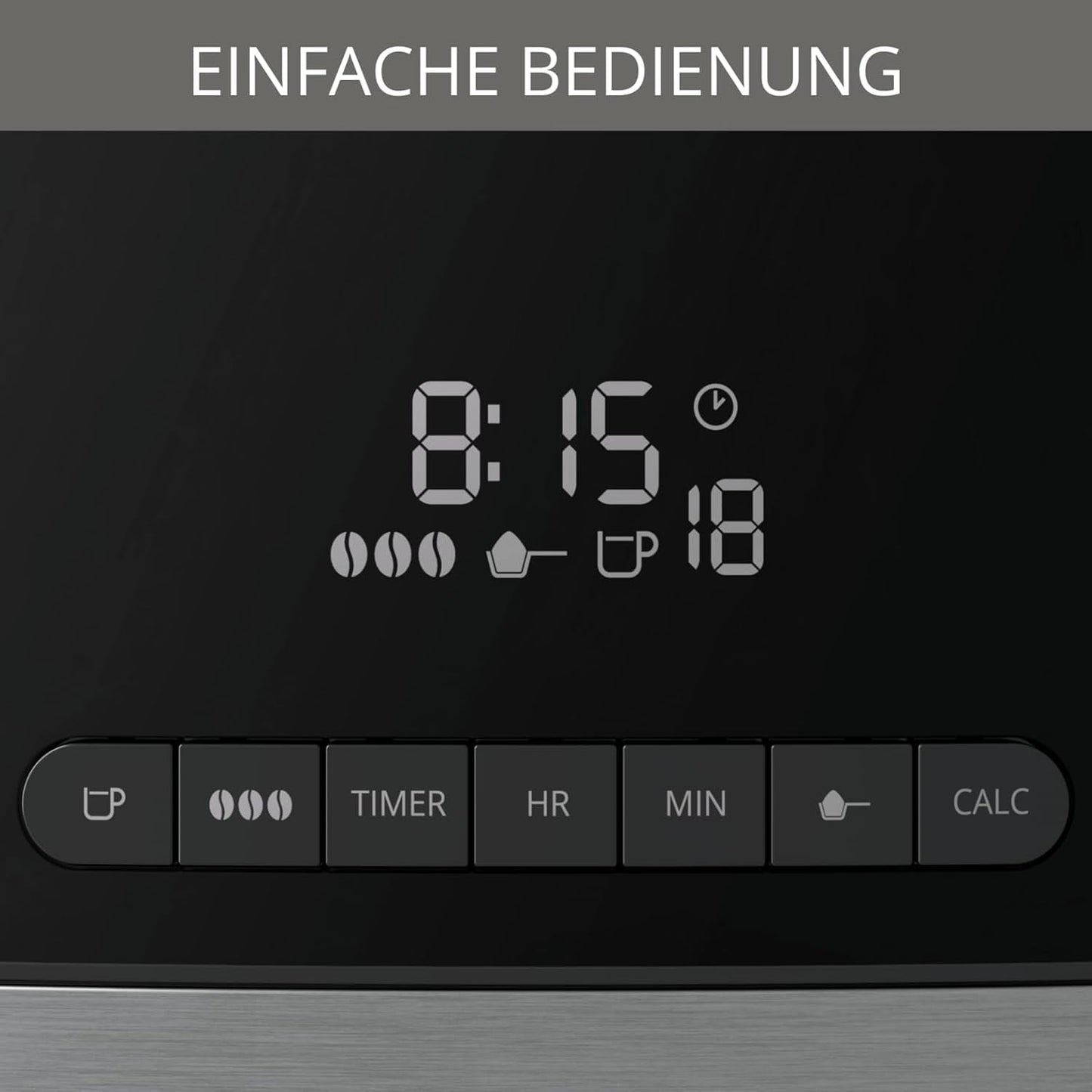 Machine à expresso Krups KM8328 Grind avec broyeur | Minuterie 24 heures | Contenant à céréales 180 g | Capacité 1,25 l pour jusqu'à 15 tasses de café | Fonction de mise hors tension automatique | 3 réglages de mouture | Noir