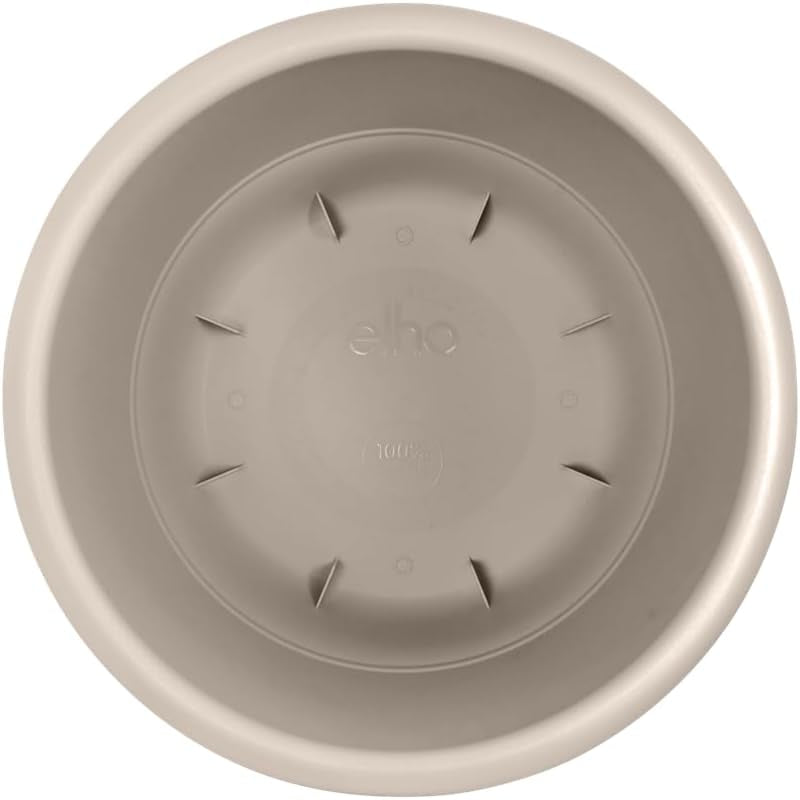 elho Amiga Round 30 - Pot de fleurs intérieur et extérieur - 100% plastique recyclé - Ø 29,5 x H 20,2 cm - Beige/Beige Champignon
