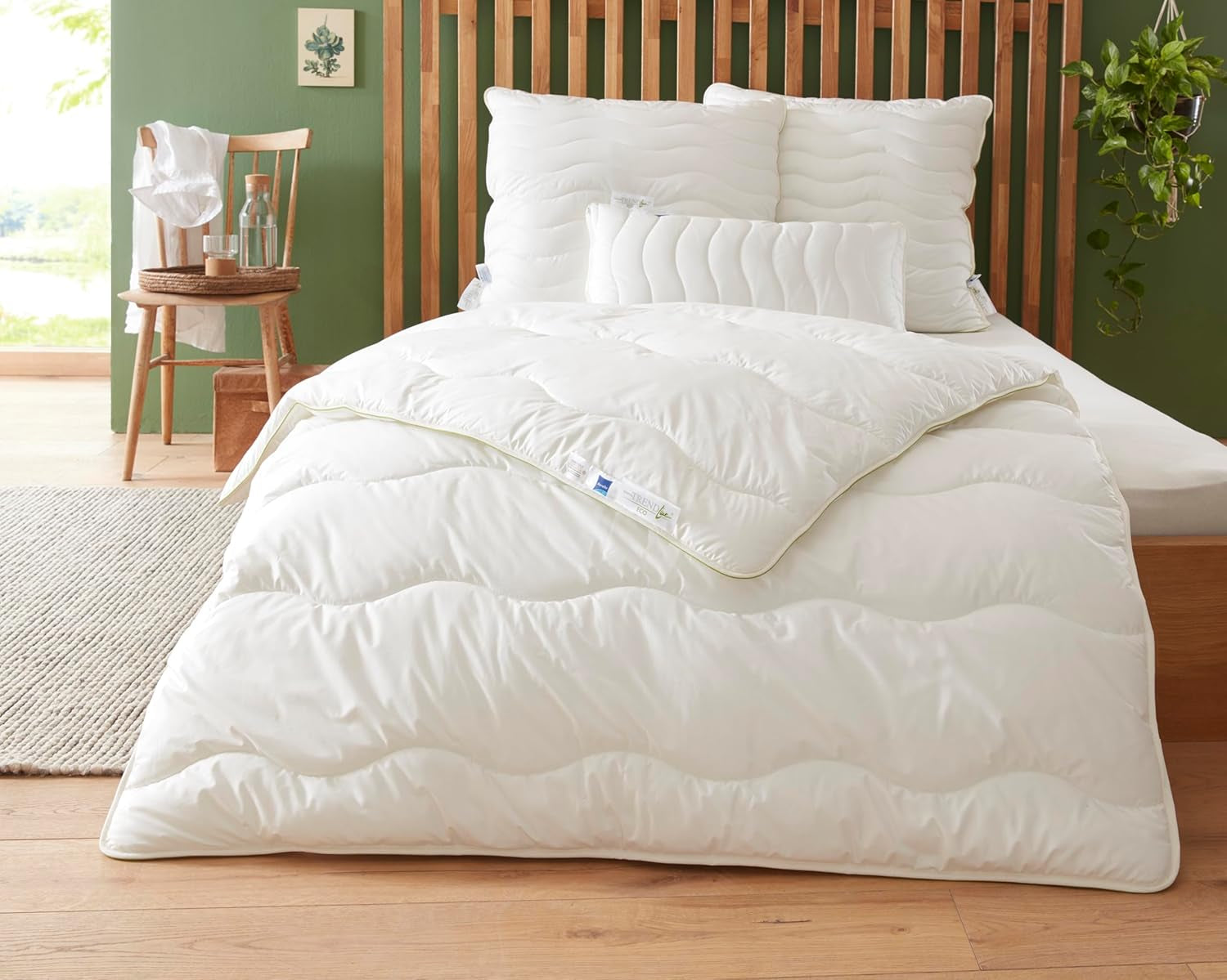 Couette Badenia Trendline Eco Aerelle Blue Duo 135 X 200 Cm, Blanc, certifié Öko-Tex, Produite selon la norme de qualité allemande Couettes et couettes Naty Shop 135 X 200 Duo couette d'hiver