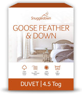 Naty Shop Couette anti-allergie Snuggledown Freshwash, 13,5 Tog, chaude pour l'hiver, coton, blanc, pour lit simple, lit double 4,5 Tog