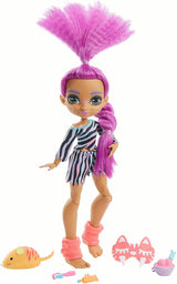 Cave Club GTH02 - Poupée amusante Roaralai Pyjama Party, poupée articulée avec cheveux violets et accessoires, cadeau pour enfants de 4 ans et plus, multicolore