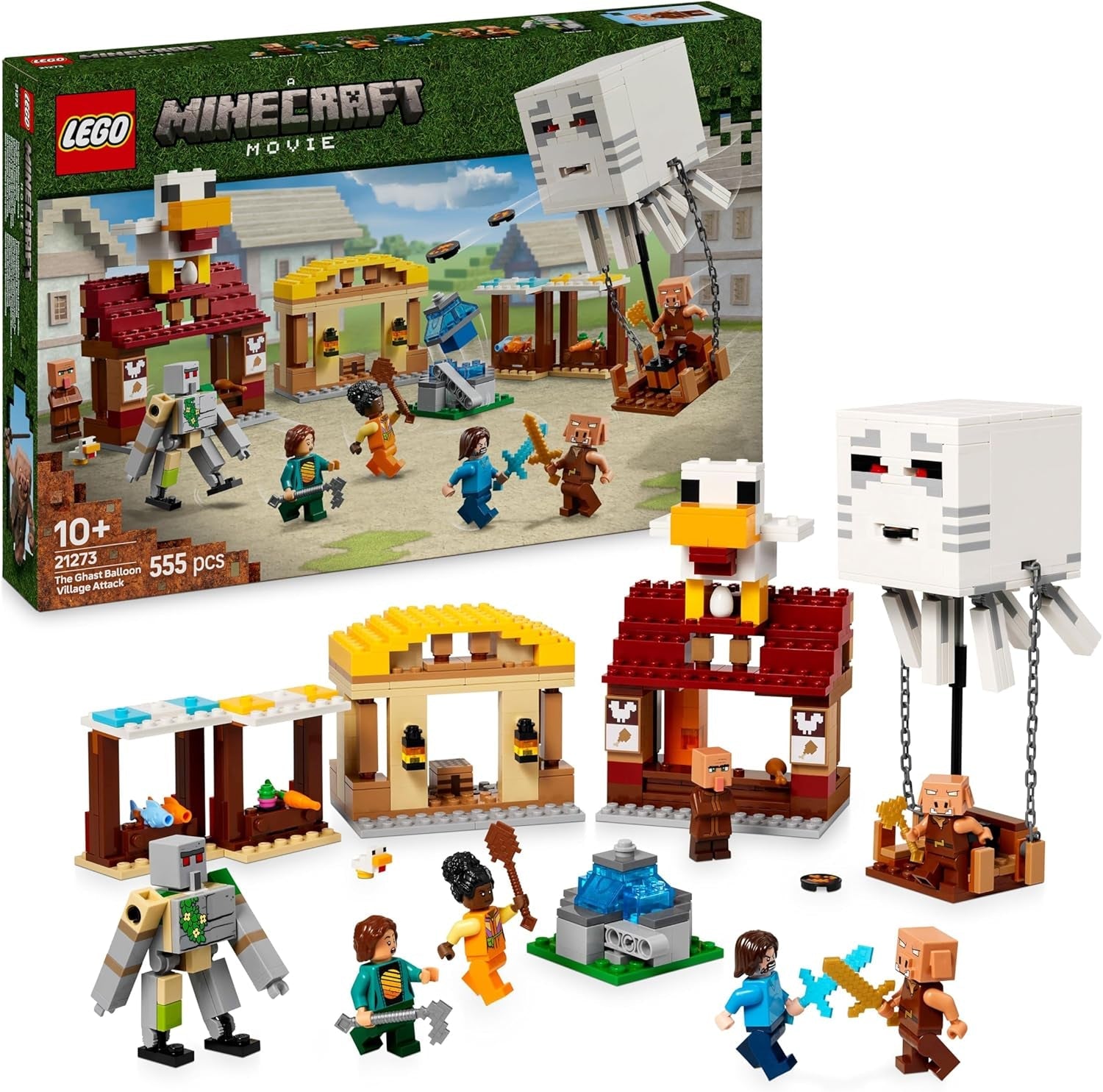 LEGO Minecraft Ghast Balloon Attack - Jouet de joueur pour enfants - Ensemble de construction de jeux vidéo Maison, poulet et Golem - Marchandises de film pour garçons de 10 ans et plus - 21273 Ensembles de construction Besuche den LEGO-Store Default Title