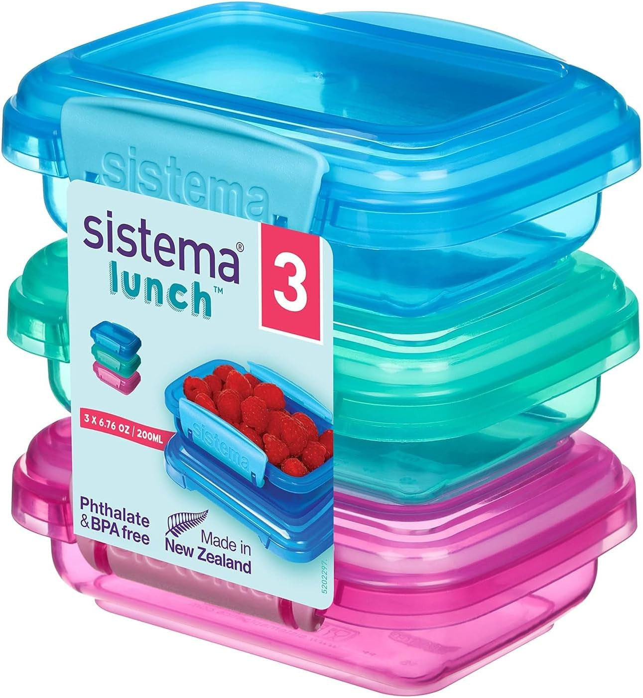 Système de boîte à sandwich pour boîte à lunch | 450 ml | boîte à lunch empilable et hermétique avec couvercle | pour enfants et adultes | sans BPA | couleurs mélangées | 3 pièces Boîtes de conservation alimentaire Naty Shop 3 X 200 Ml