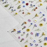 JMEOWIO 3D Nagelsticker Bunte Blumen Nail Art Sticker Selbstklebend Nagelaufkleber 5D Stereoskopisch Frühlings Sommer Blumen Dekoration Nageldesign Zubehör 2 Blatt