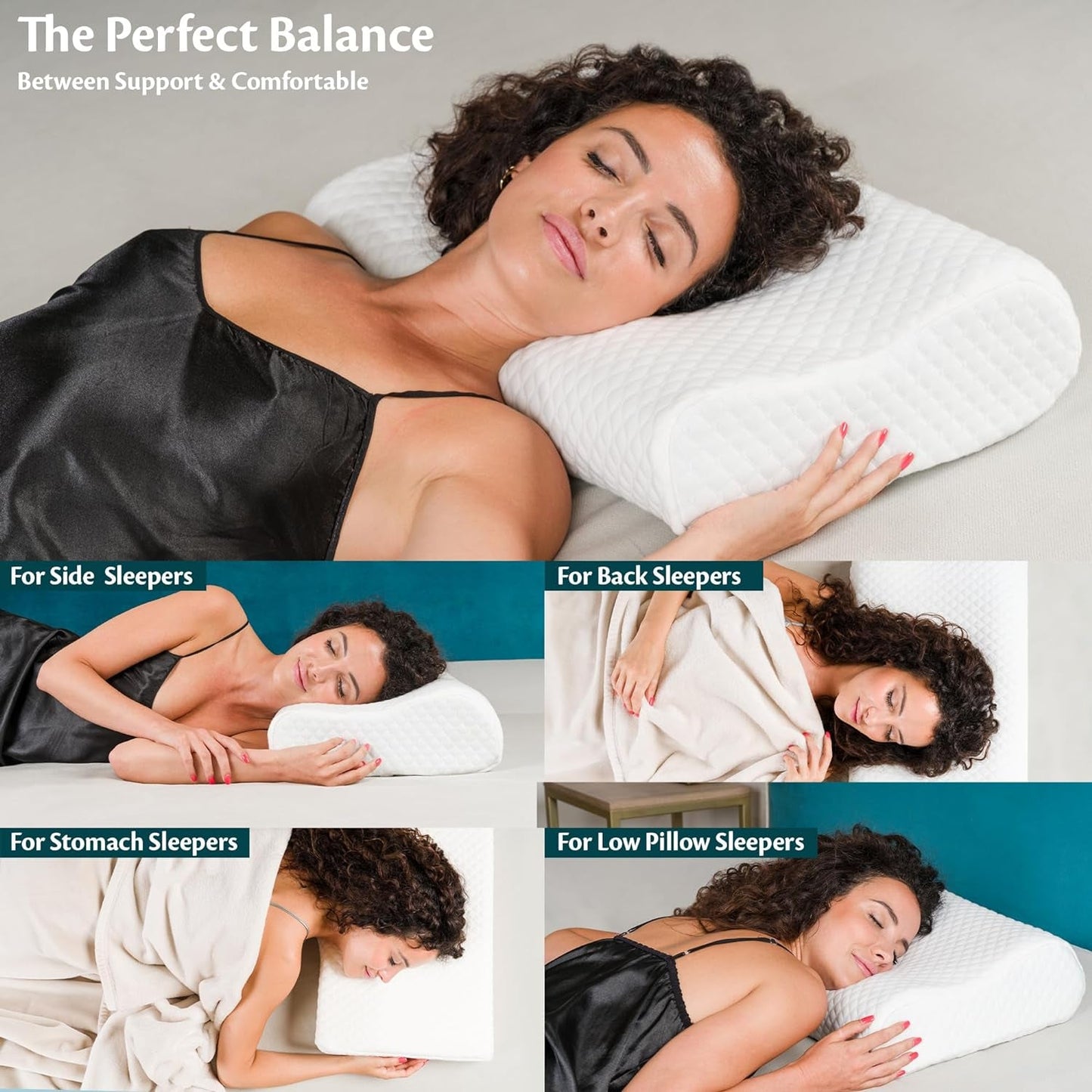 Soutien du cou Oreiller en mousse à mémoire de forme réglable en hauteur Oreiller de lit orthopédique et ergonomique Oreiller de soulagement de la douleur au cou Oreiller de soutien du cou et polyes lavables anti-ronflement. Cap Oreillers orthopédiques cervicaux Naty Shop