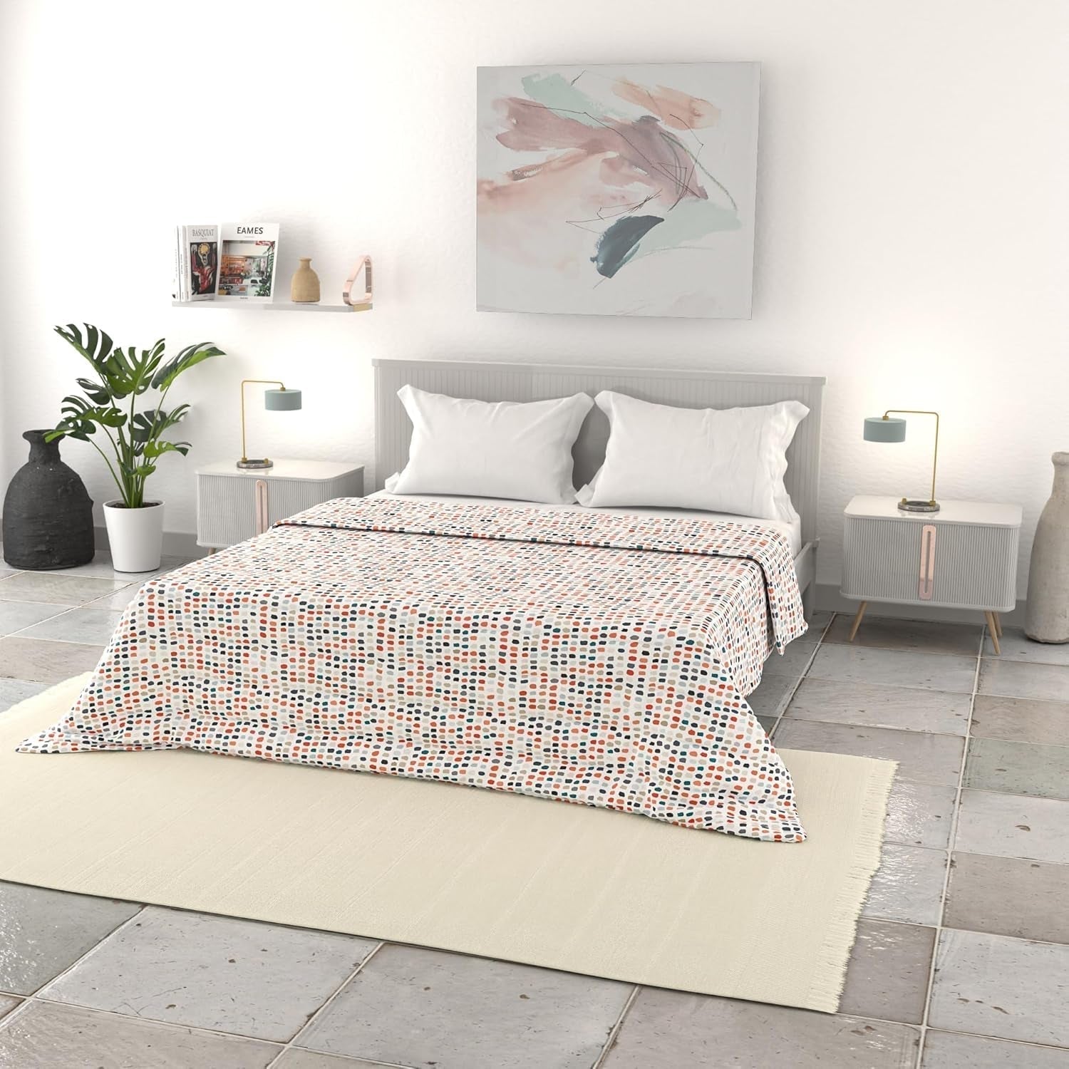 Literie Italienne Couette D'été Basic Microfibre Imprimée 250X240Cm Couettes Et Couettes Cercle Naty Shop Sketch 250X240Cm