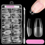 Full Cover Short Nails 120 pièces 12 tailles pointes d'ongles courtes pour ongles en gel colle sur ongles artificiels colle sur ensemble de lime à ongles polisseuse à ongles repousse-cuticules