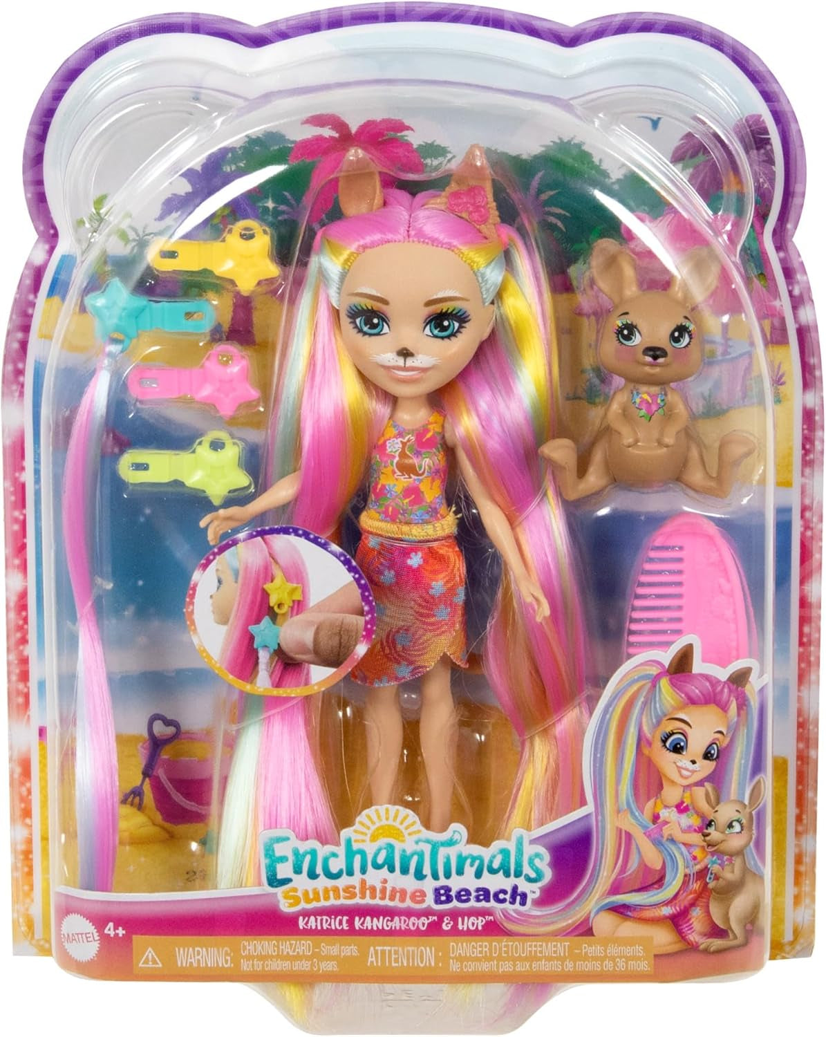 Poupées Enchantimals, poupée à cheveux de luxe Sunshine Beach et ami animal, petite poupée avec jupe amovible et accessoires, cadeaux pour enfants, HTJ70 Naty Shop Dolls