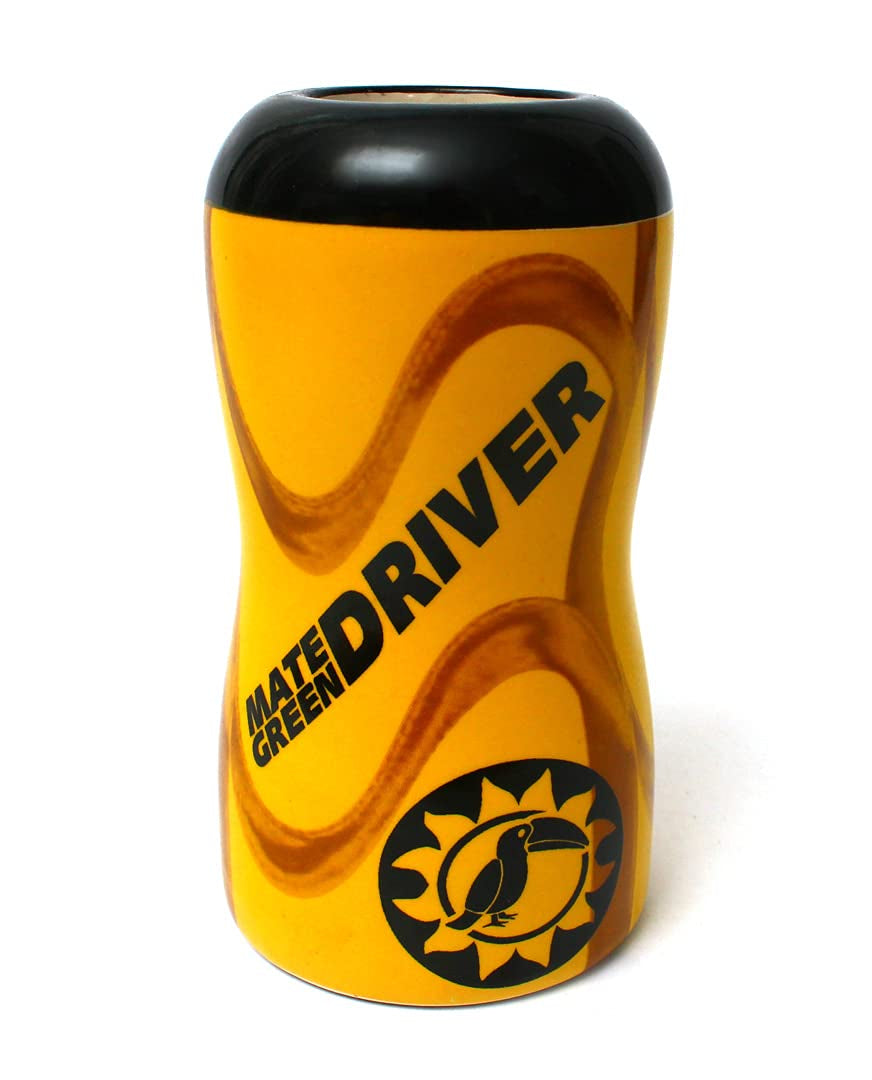 Yerba Mate Tasse à thé DRIVER Tasse en céramique Tasse de voiture Parfaite pour les voyages en voiture Mate Thé et boissons froides ou chaudes Tasse en céramique entièrement vitrée 1,75 kg